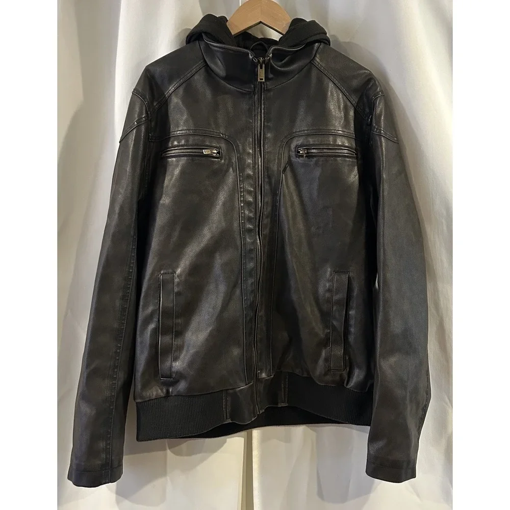 Men's Sean John Brown Polyester Jacket With Zip In Liner And Hood Size Large‎